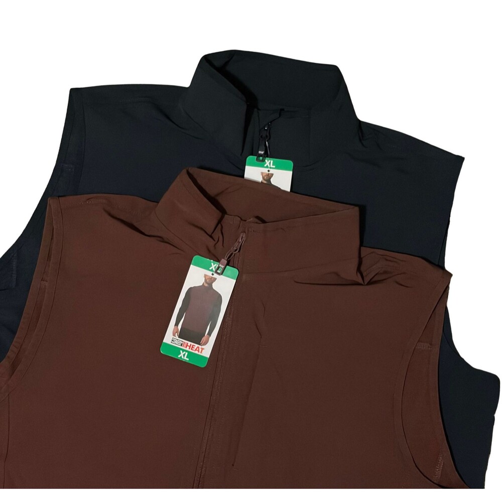 32 Degrees Heat Vest Mens XL Burgandy Navy Full Zip Sleeveless Mock Lot of 2 NWT